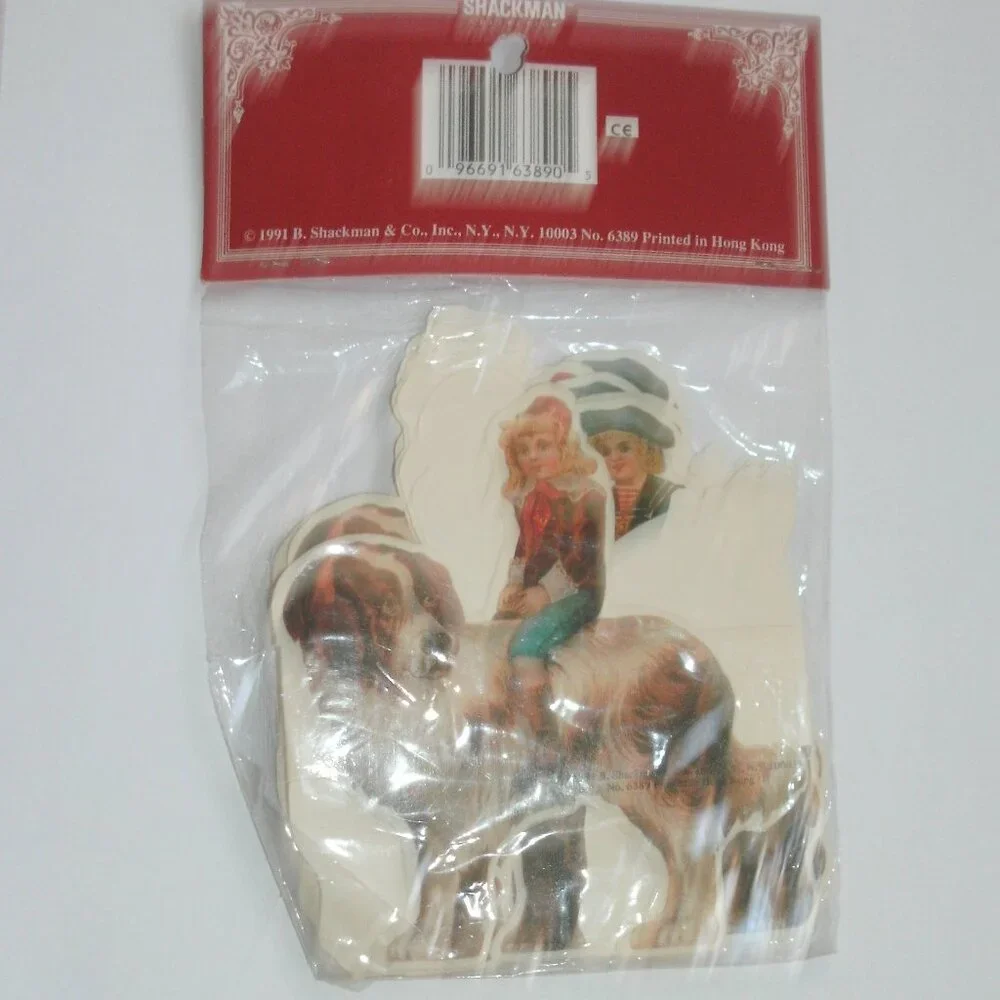 NWT Shackman Vintage Victorian Print Children Riding Animals Garland ~ 81
